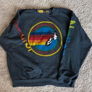 Aviator Nation Dark Gray Crewneck with Colorful Logo. Brand new